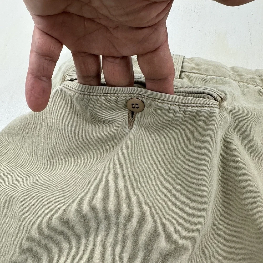 VTG Ron Herman Chino PANTS 36x32 Men Beige Khaki Soft Cotton Flat Front‎ Tag 38